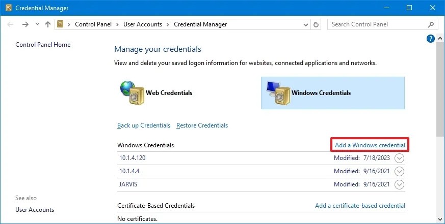 Add Windows Credential option