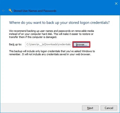 Backup location for .crd Windows Credentials file