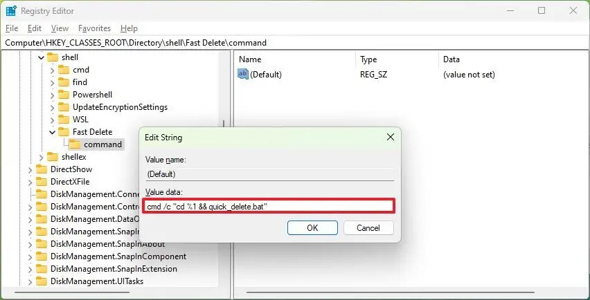 Windows 11 command to delete folders fast