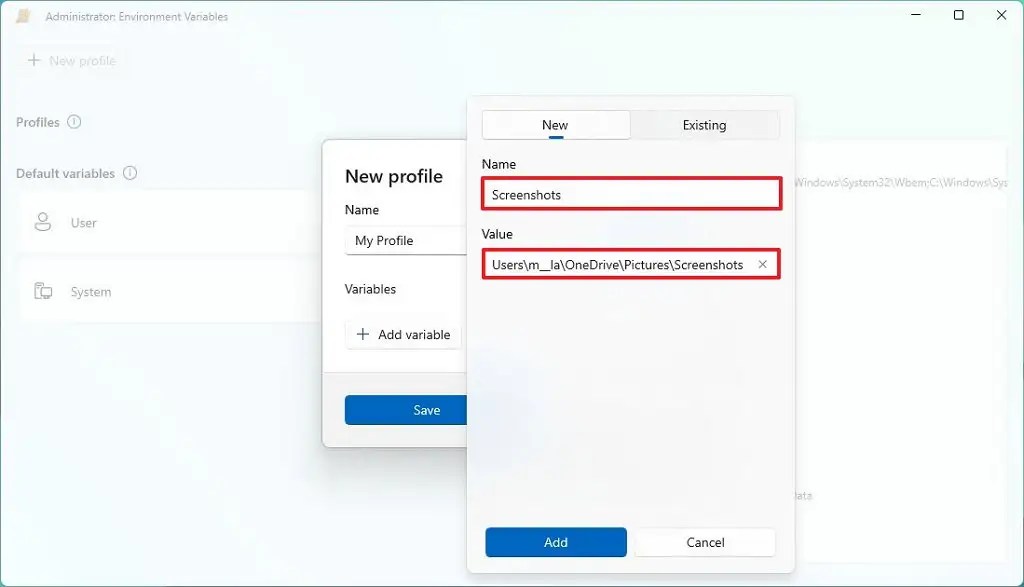 PowerToys profile create variable