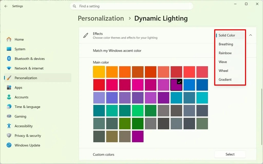 Dynamic Lighting effects