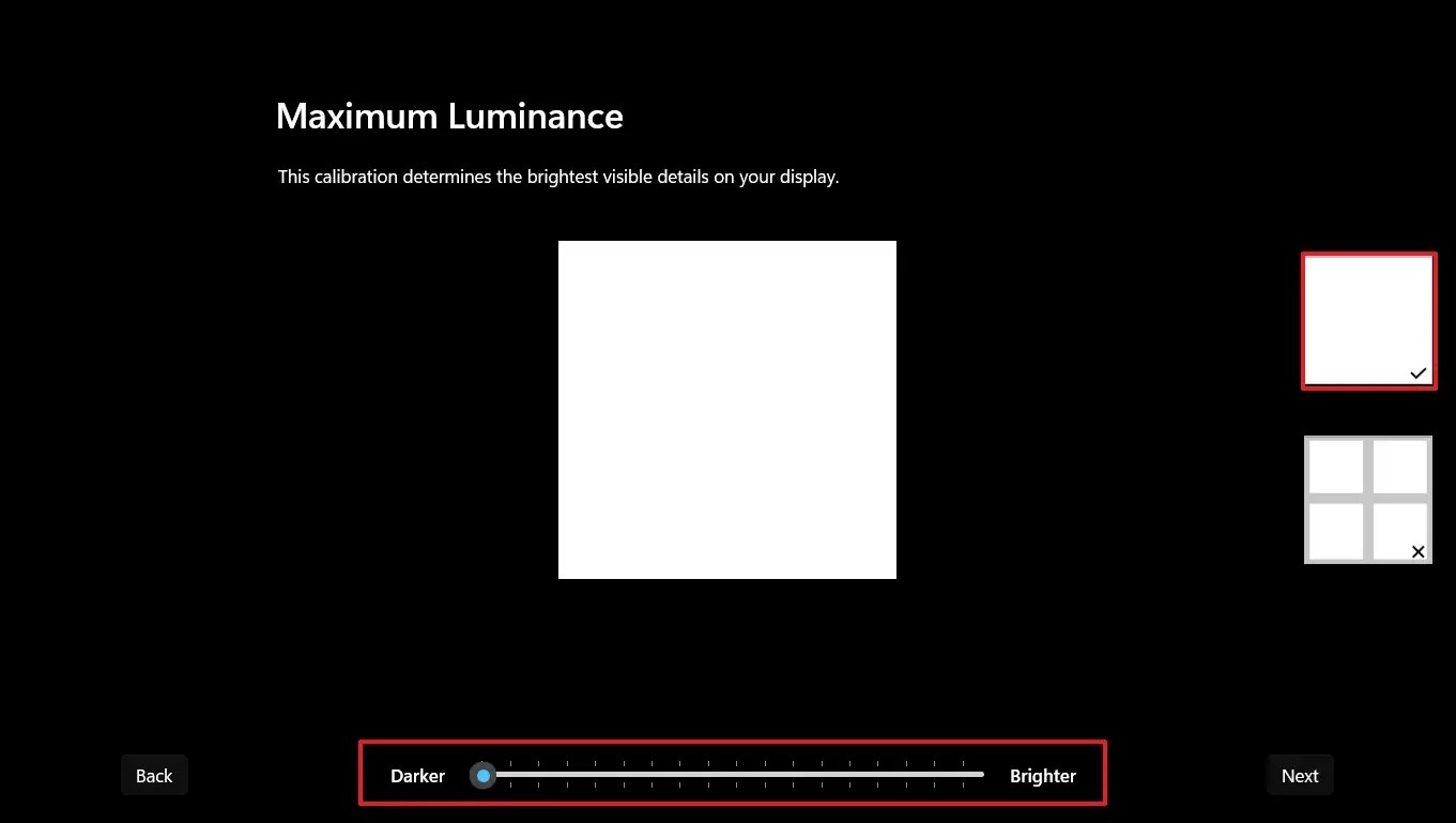 maximum luminance