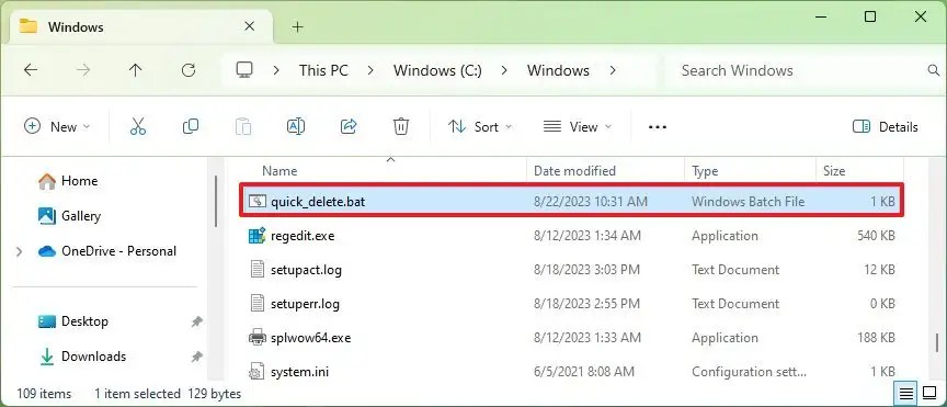 Windows 11 script delete large folders