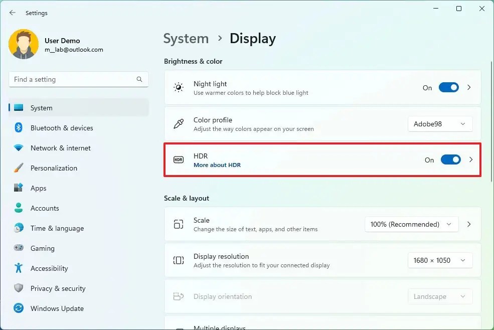 Windows 11 enable HDR