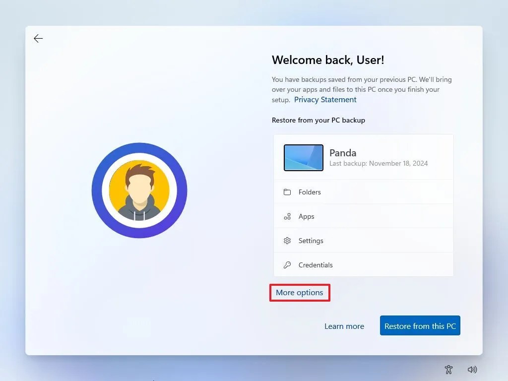 Windows 11 OOBE moer options