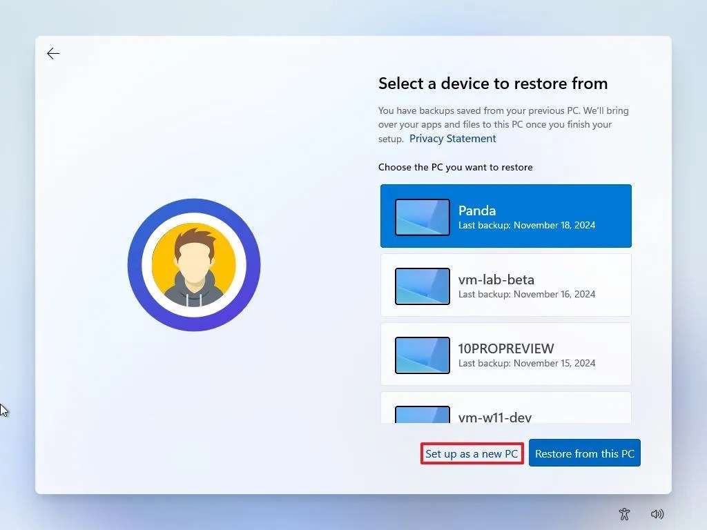 OOBE Set up as a new device