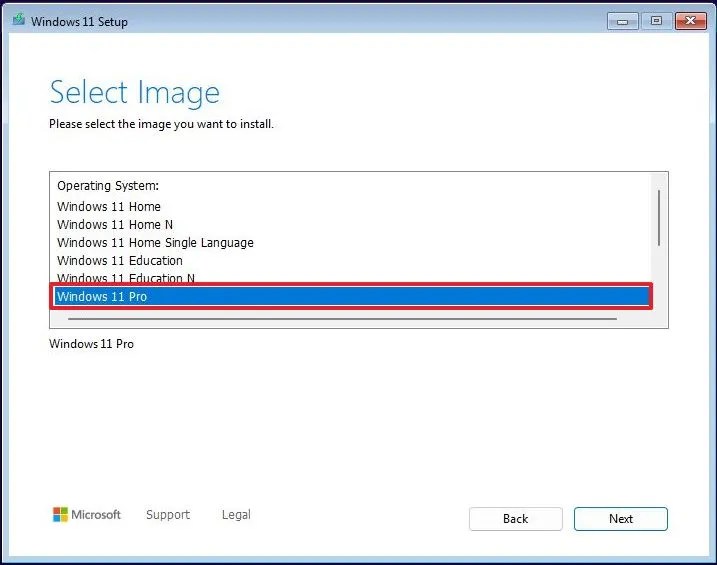 Windows 11 setup choose edition