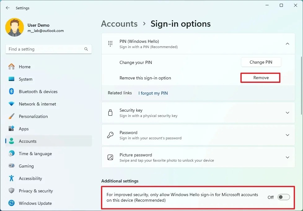 Disable Window Hello