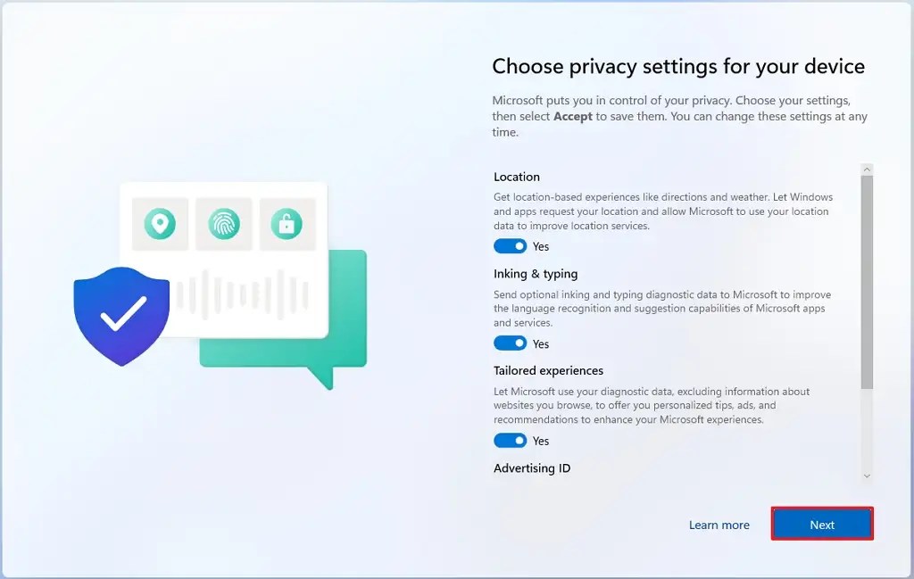 Microsoft account privacy settings