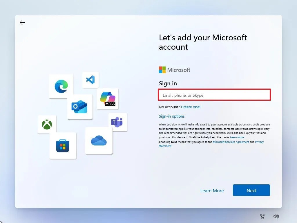 Windows 11 OOBE create account