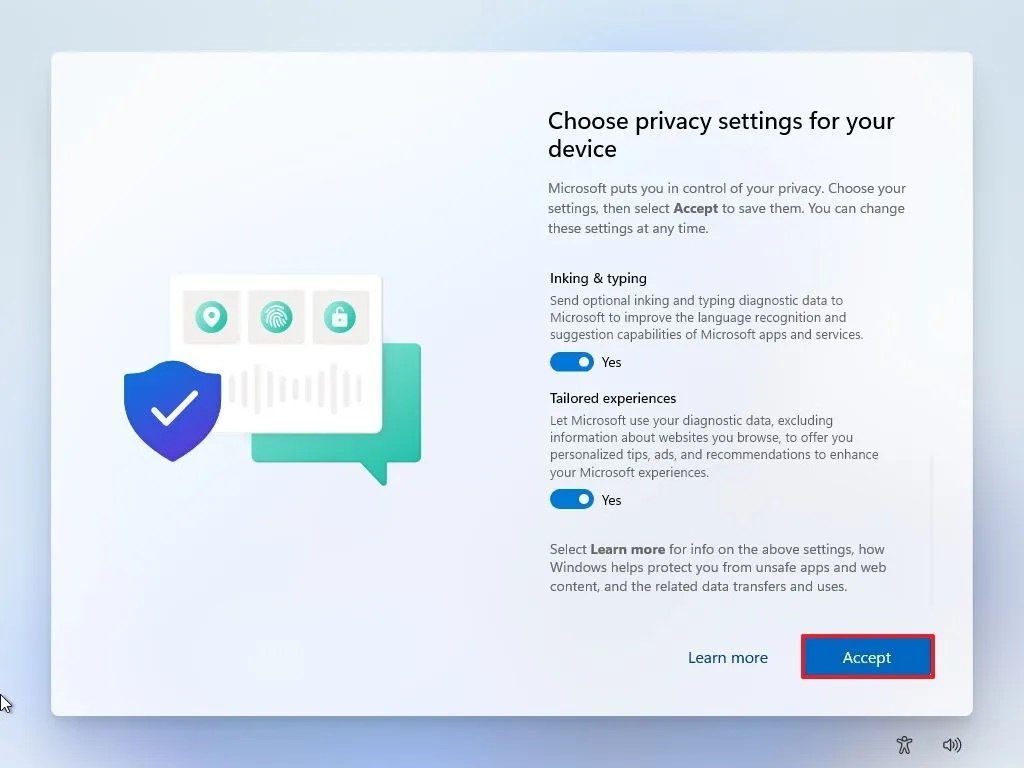 Windows 11 OOBE privacy settings