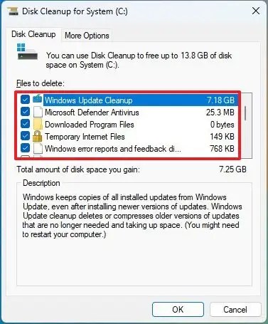 Disk Cleanup clear cache