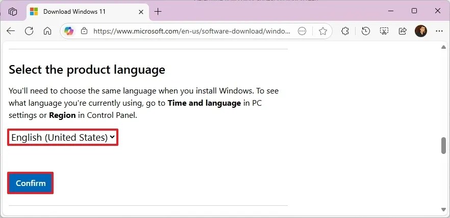Select ISO file language