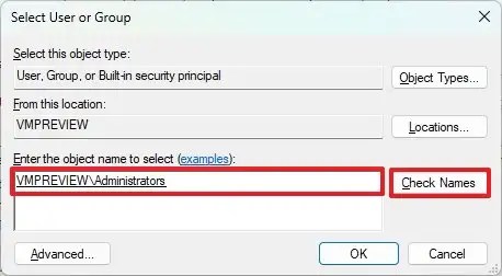 Select User or Group