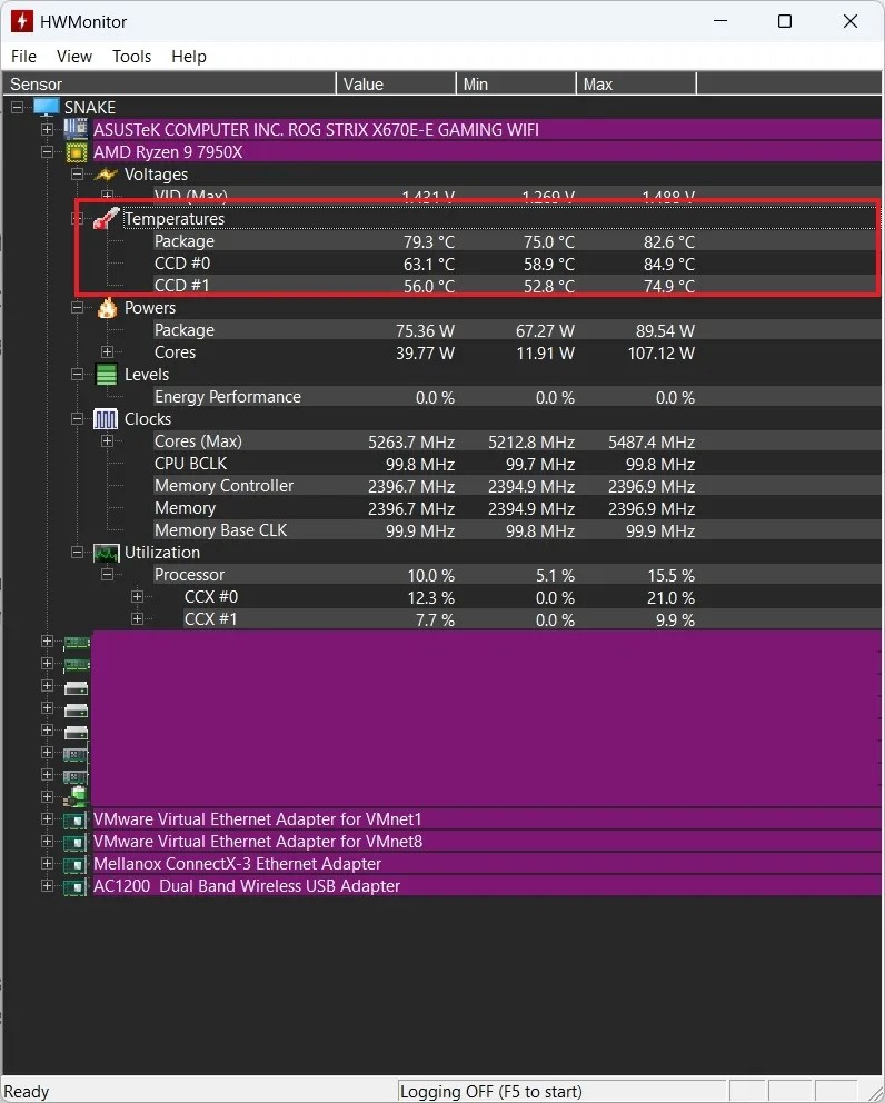 HWMonitor check CPU temperature