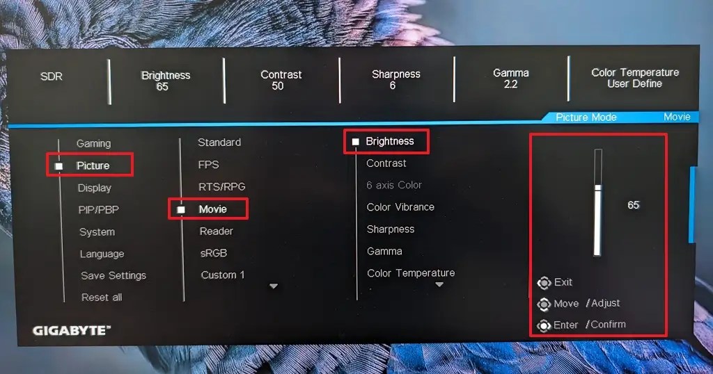 Monitor OSD change brightness