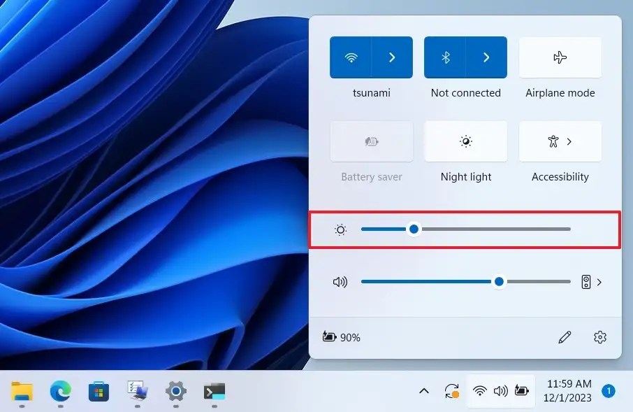 Quick Settings brightness slider feature
