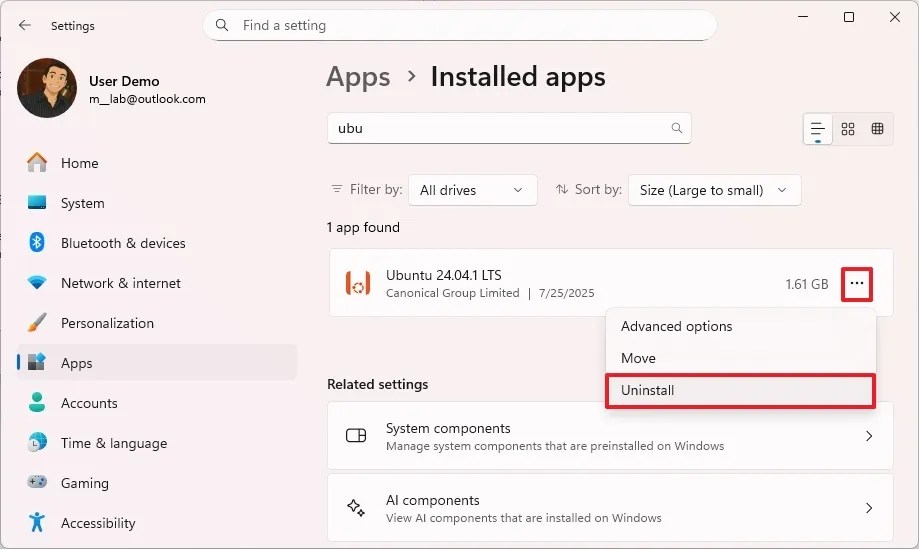 Uninstall WSL Linux distro