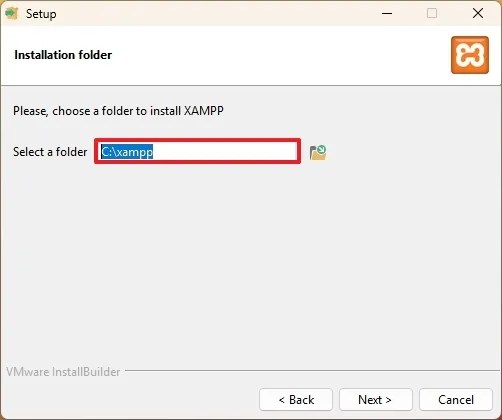 XAMPP installation location