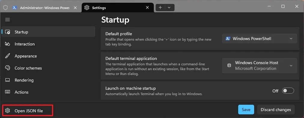 Windows Terminal JSON file