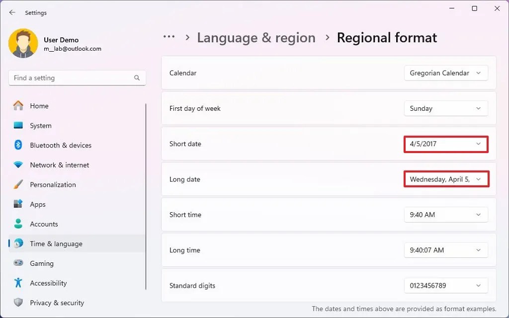 Windows 11 change date format