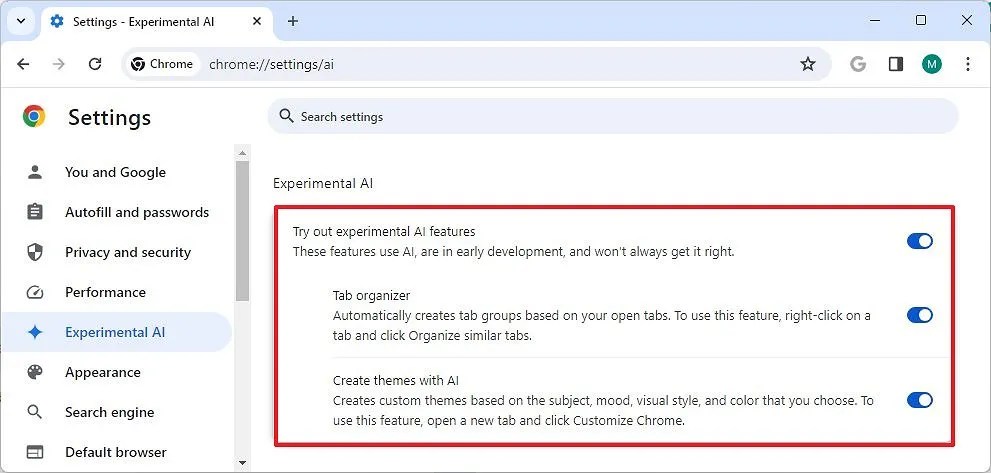 Chrome enable AI features
