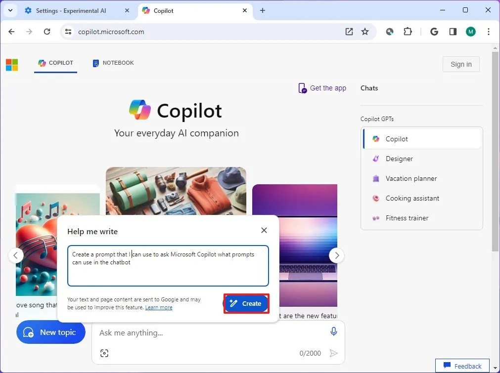 Help me write create prompt