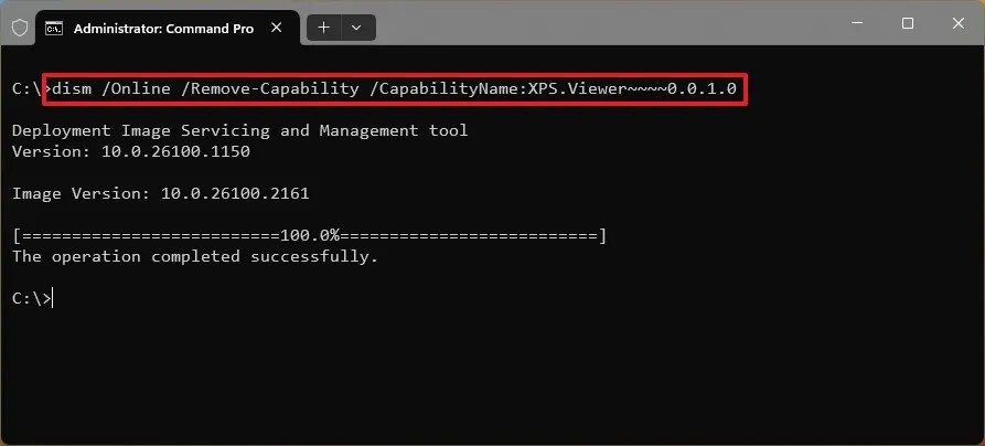 Możliwość usunięcia DISM z wiersza poleceń