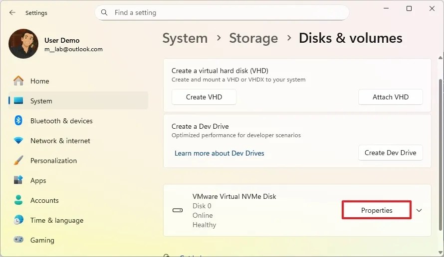 Open drive properties