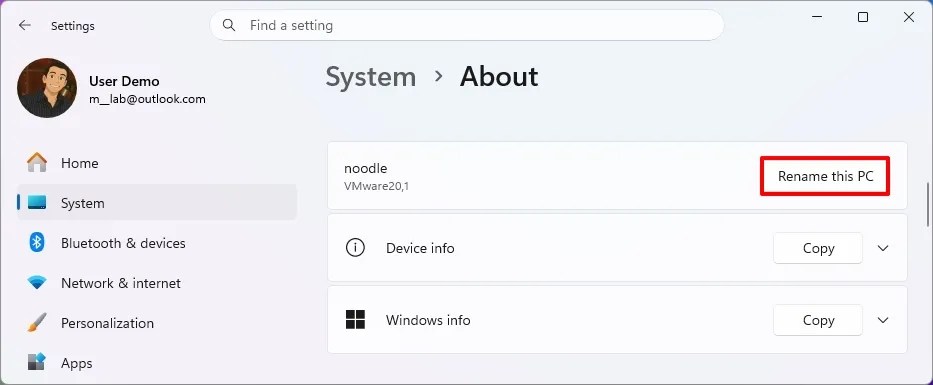 Rename This PC option