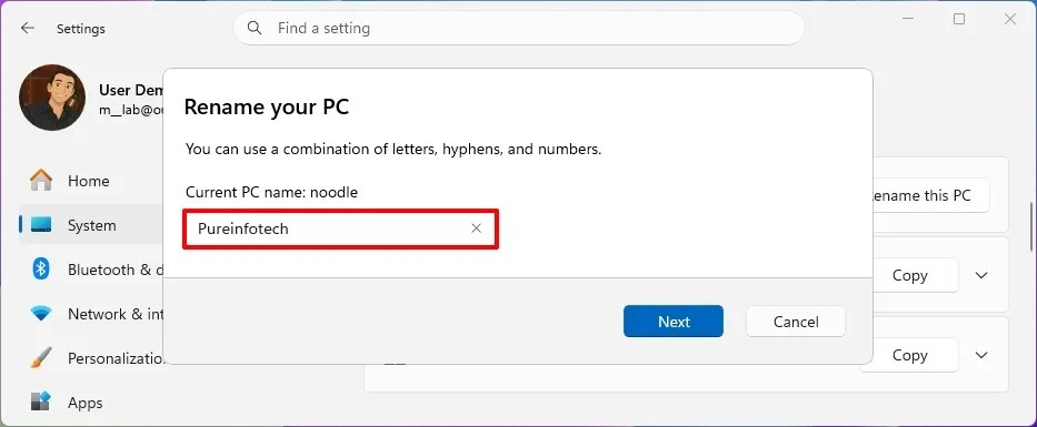 Windows 11 change PC name