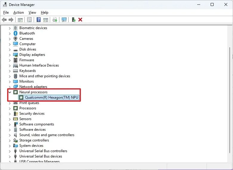 Device Manager check NPU