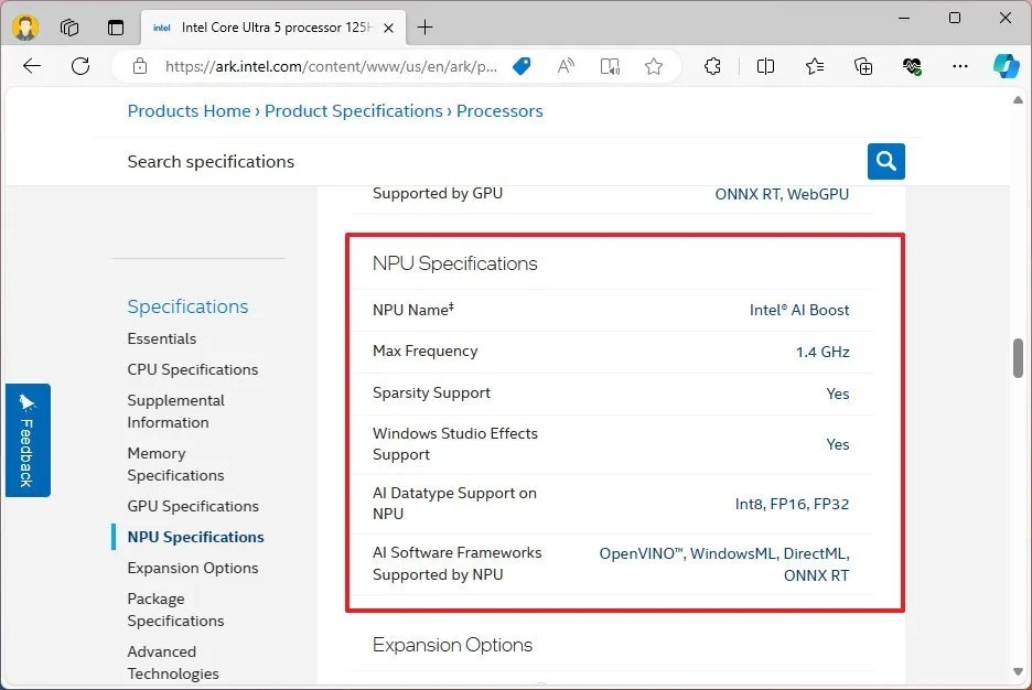 Intel CPU check for NPU 