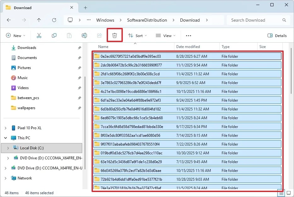 Thư mục tải xuống SoftwareDistribution