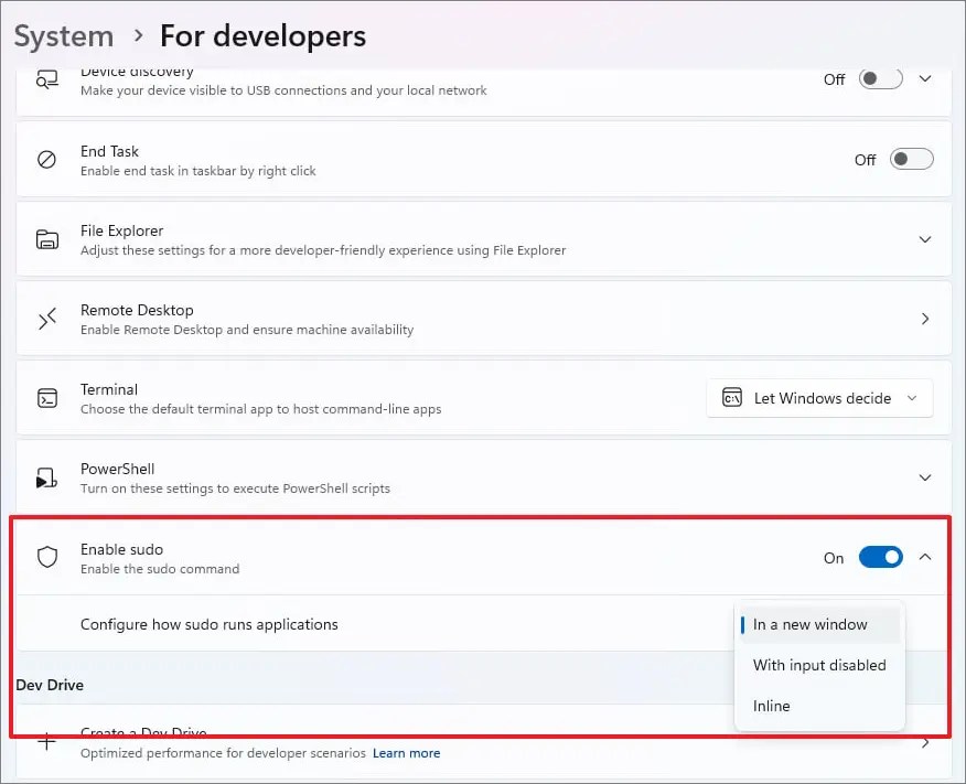 Dasturchilar uchun sudo sozlamalari