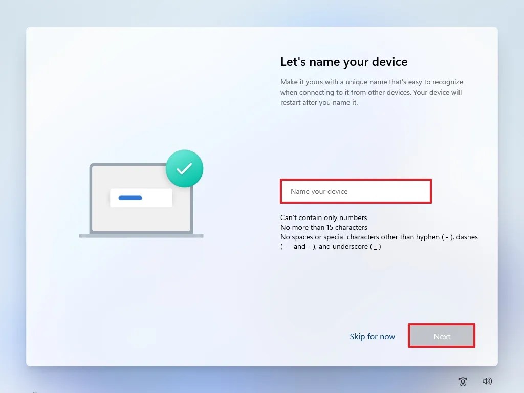 Windows 11 OOBE name PC