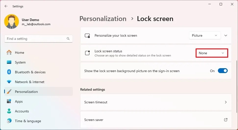 Tela de bloqueio desabilitar clima