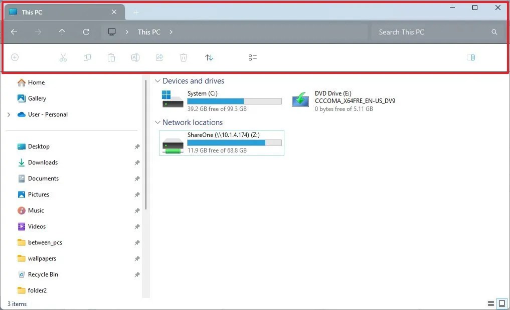 File Explorer rendering issue