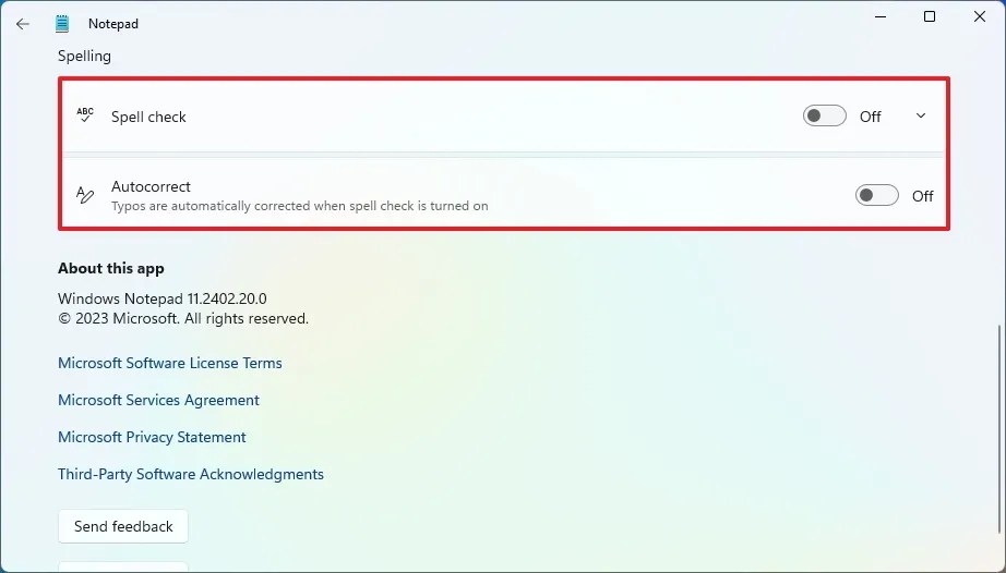 Notepad disable spell checker