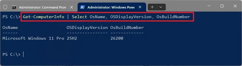 Windows 11 check version from PowerShell