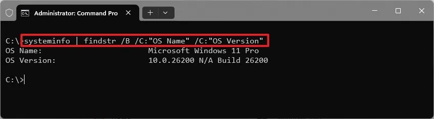 Windows 11 check version from Command Prompt