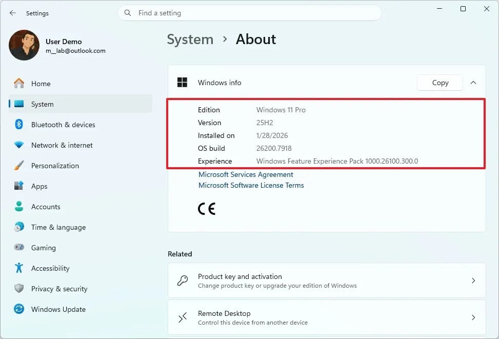 Windows 11 check version from Settings