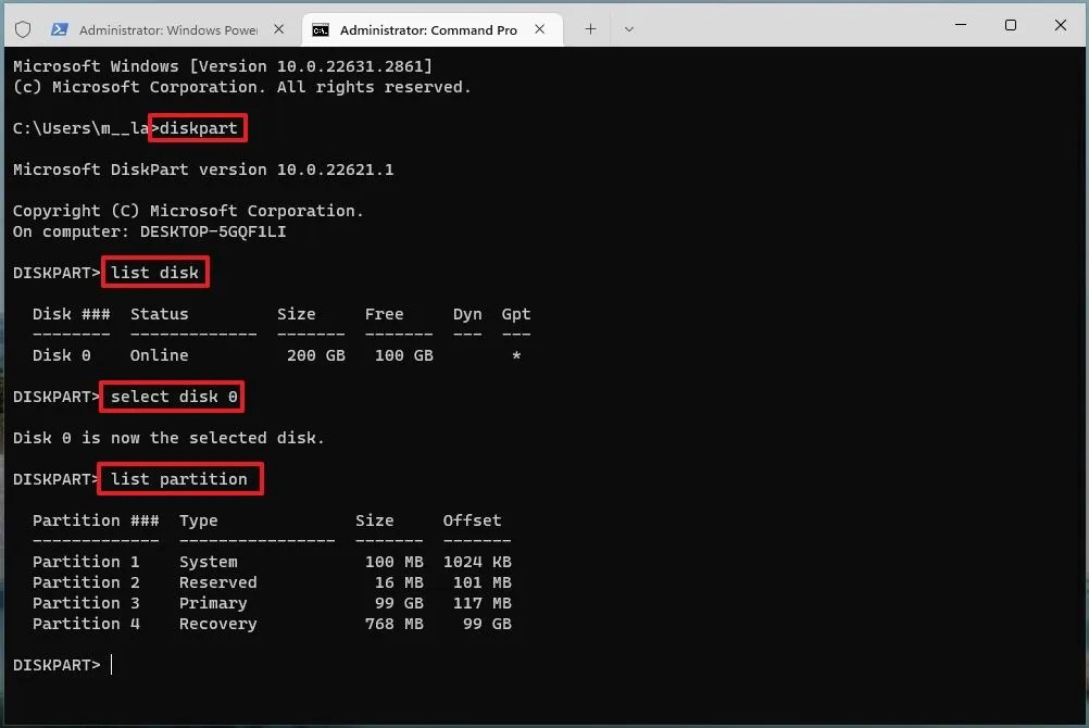 DiskPart List Partition