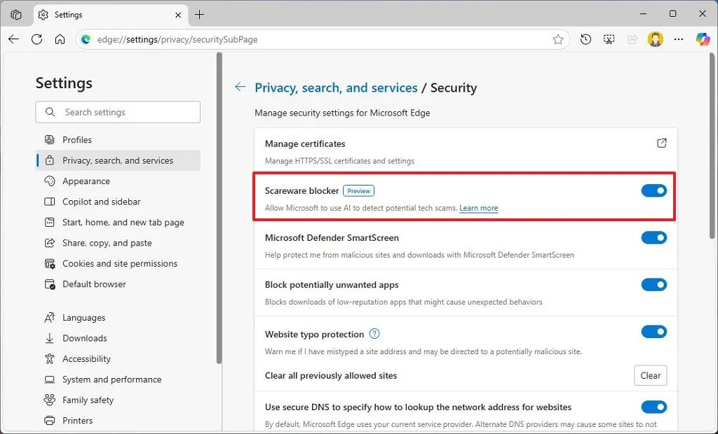 Enable Scareware blocker