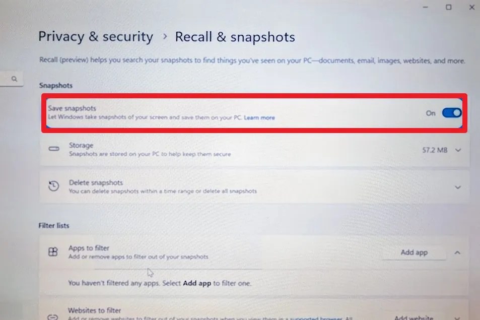 Windows 11 のリコールを無効にする