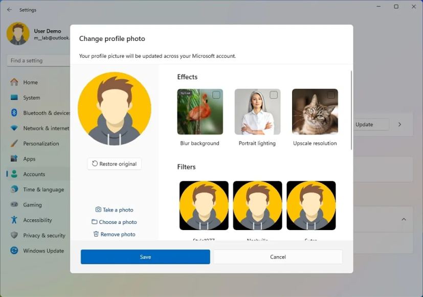 Account picture edit tool