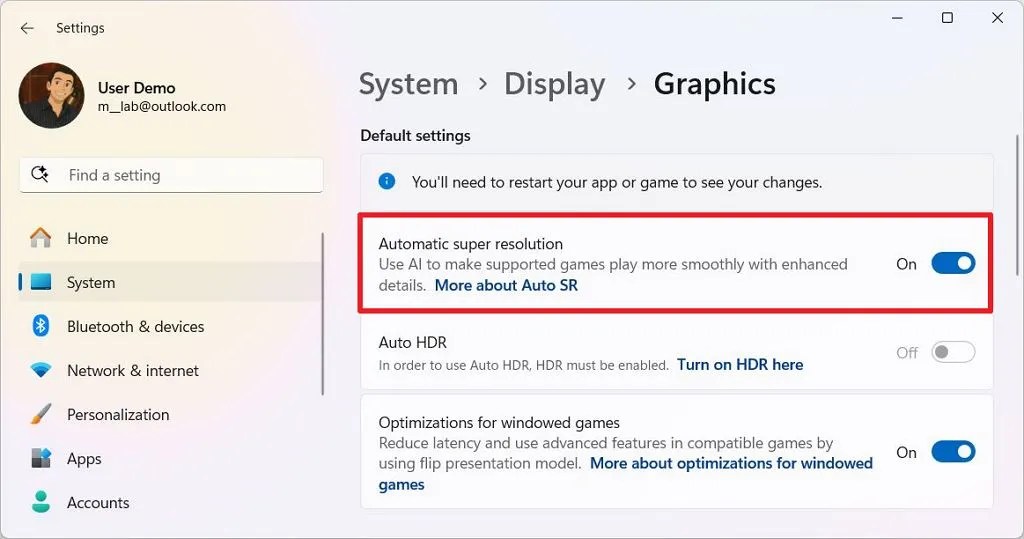 Enable Automatic Super Resolution
