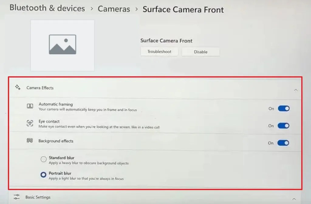 Effets de Windows 11 Studio