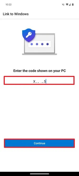 Android phone confirm connection code