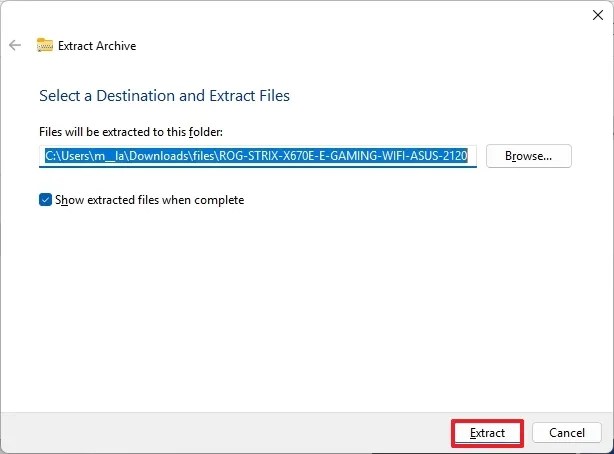 Extract BIOS file on Windows 11